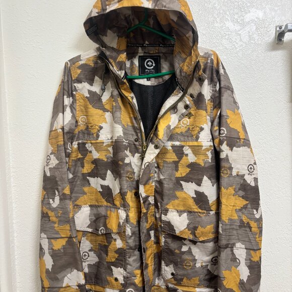 LRG Lifted research Group leaf camo hooded windbreaker jacket Small brown - Picture 3 of 5